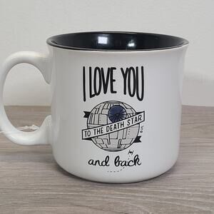 Disney Star Wars I Love You Death Star White Black Ceramic Mug 18oz NWT